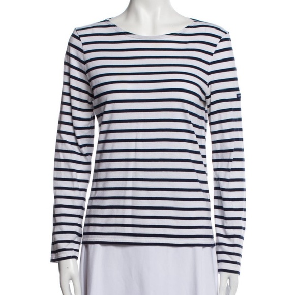 Saint James White and Blue Boxy Long Sleeve Tee - Picture 1 of 4